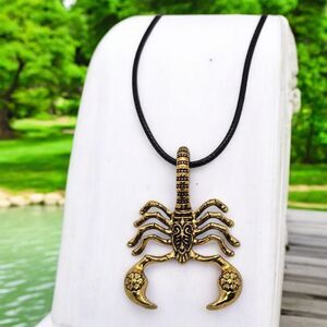 Lobster Pendant Corded Necklace Marine Life Gold Plated Jewelry Unisex Men's